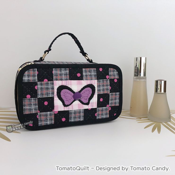 No.108 Cosmetic Pouch with Double Zippers pattern. Hand Sewing Pattern Only, YouTube Tutorial, No Written Instructions.