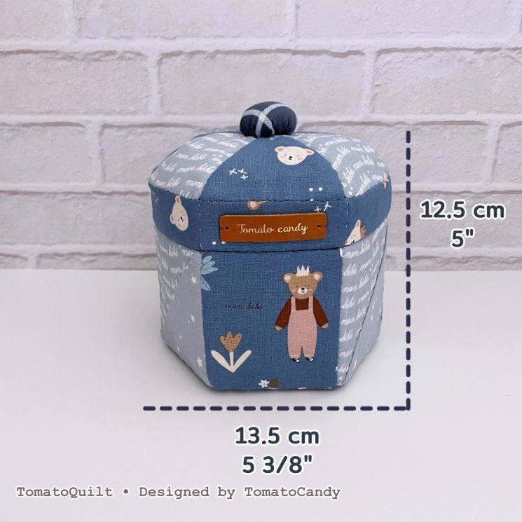 No.267 Patchwork Fabric Box Pattern – 3 Shapes (Round, Square, Hexagon), Hand Sewing, No Written Instructions, YouTube Tutorial, PDF pattern