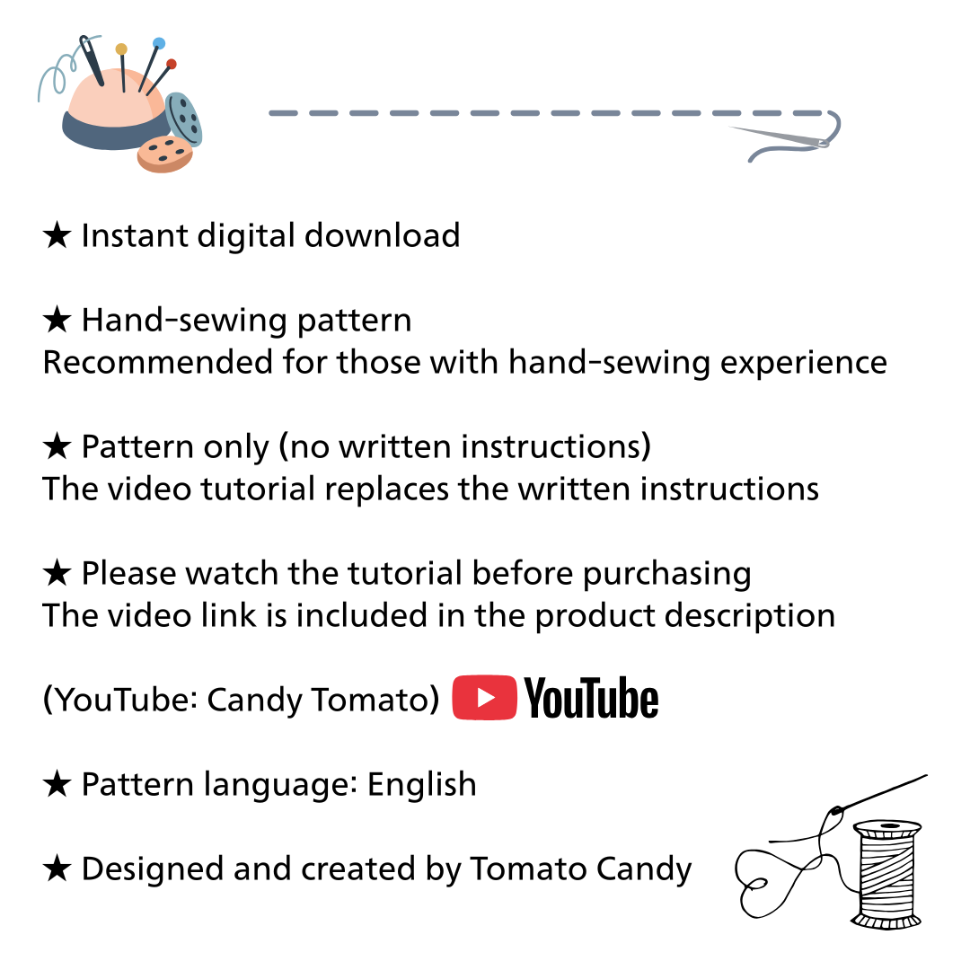 No.281 Flat Pouch & Mini Wallet Set PDF Pattern, YouTube Tutorial, No Written Instructions, Hand Sewing