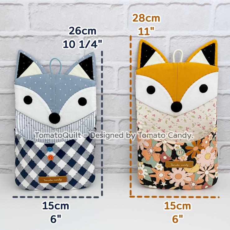 No.257 Fox Wall Hanging Storage Pocket pattern. Hand Sewing Pattern Only, YouTube Tutorial, No Written Instructions. PDF file