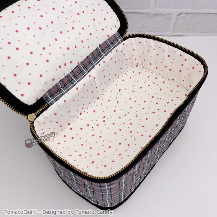 No.108 Cosmetic Pouch with Double Zippers pattern. Hand Sewing Pattern Only, YouTube Tutorial, No Written Instructions.