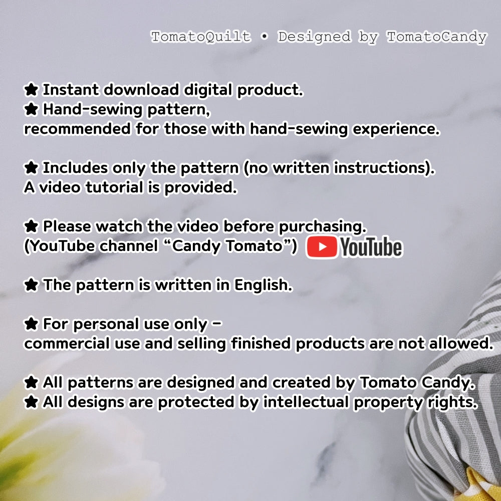 No.137 Curved Applique Barrel Pouch, PDF Pattern Only – Video Tutorial (No Written Instructions), Hand Sewing