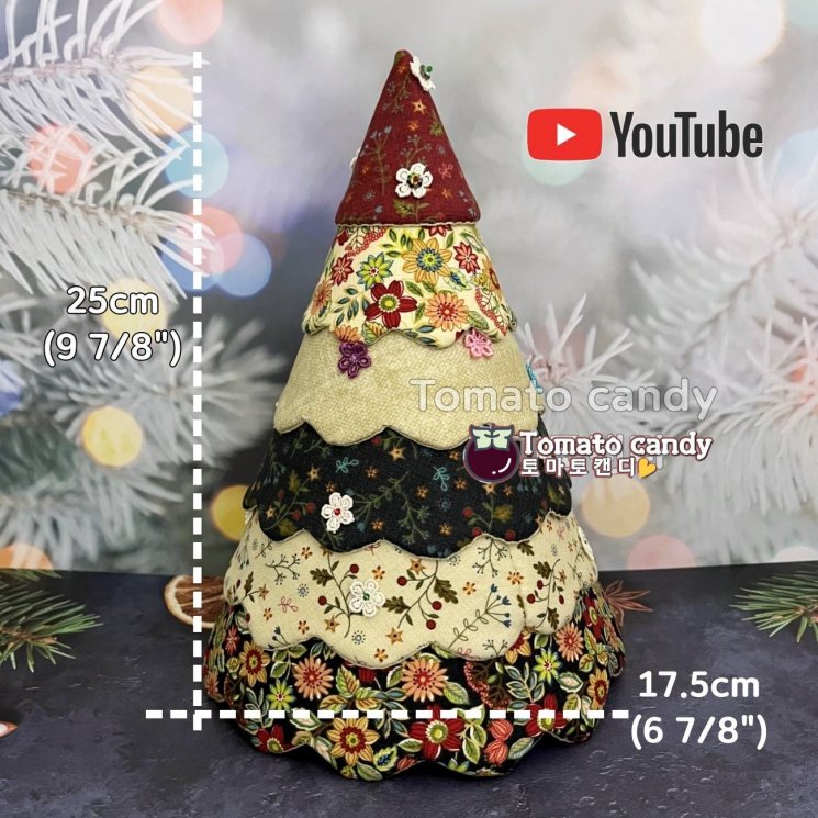 No.155 Fabric Christmas 6-tier tree. Instant Download PDF pattern. Hand Sewing. Pattern Only, No Written Instructions, , YouTube Tutorial.