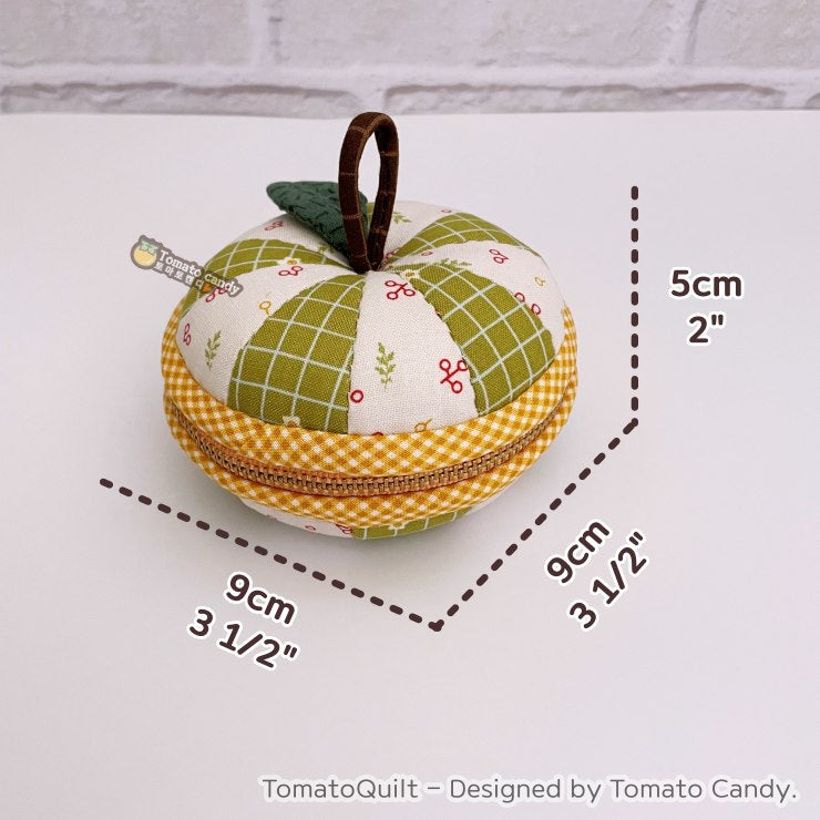 No.253 Chubby Apple Zip Pouch. No written instructions. Hand-sewing only patterns, Video tutorial included. Instant download.