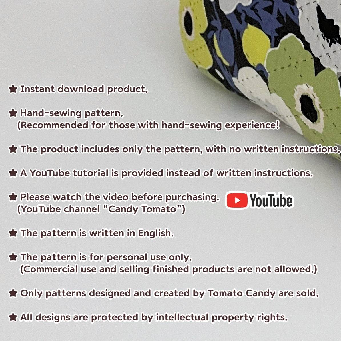 No.269 Pocket-Accent Simple Quilted Bag – Hand Sewing, No Written Instructions, YouTube Tutorial, PDF