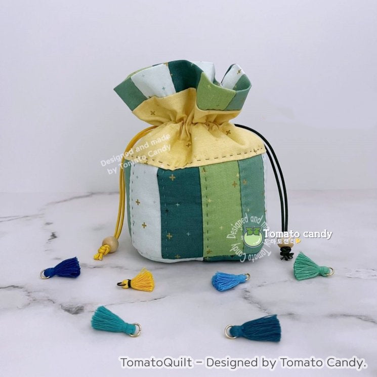 No.161 String pouch / Korea lucky pouch. Hand Sewing Pattern Only, YouTube Tutorial, No Written Instructions, Instant Download PDF.