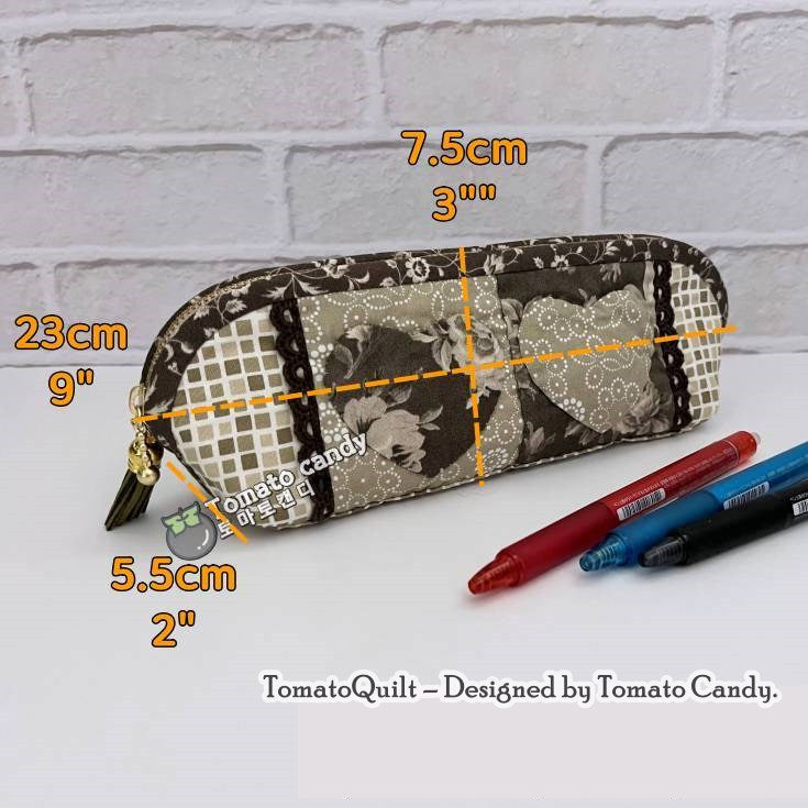 No.004 Heart pencil case pouch. Hand Sewing Pattern Only, No Written Instructions, YouTube Tutorial, Instant Download PDF.
