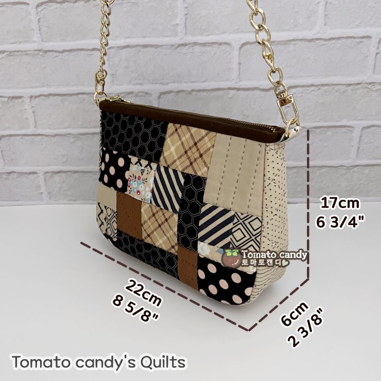 No.045 Square Patchwork Mini Bag. Hand Sewing Pattern Only, YouTube Tutorial, No Written Instructions. fabric tote bag, shoulder bag