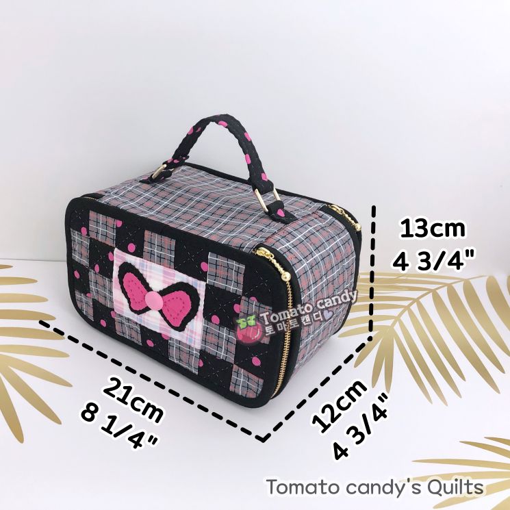 No.108 Cosmetic Pouch with Double Zippers pattern. Hand Sewing Pattern Only, YouTube Tutorial, No Written Instructions.