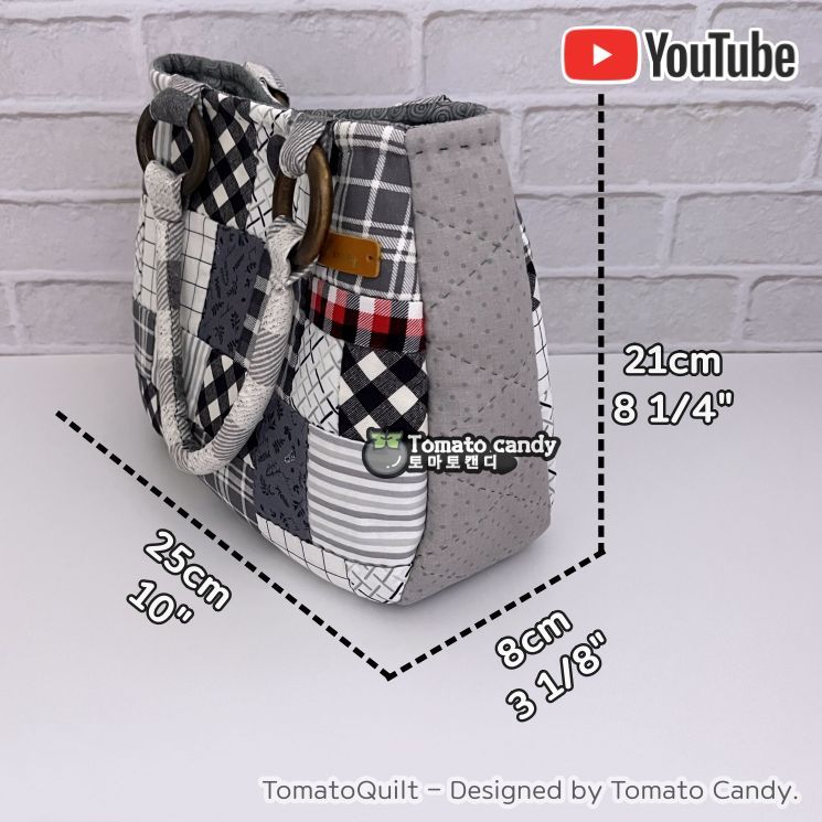 No.167 Patchwork small hand bag, Hand Sewing Pattern Only, YouTube Tutorial, No Written Instructions, Instant Download PDF.