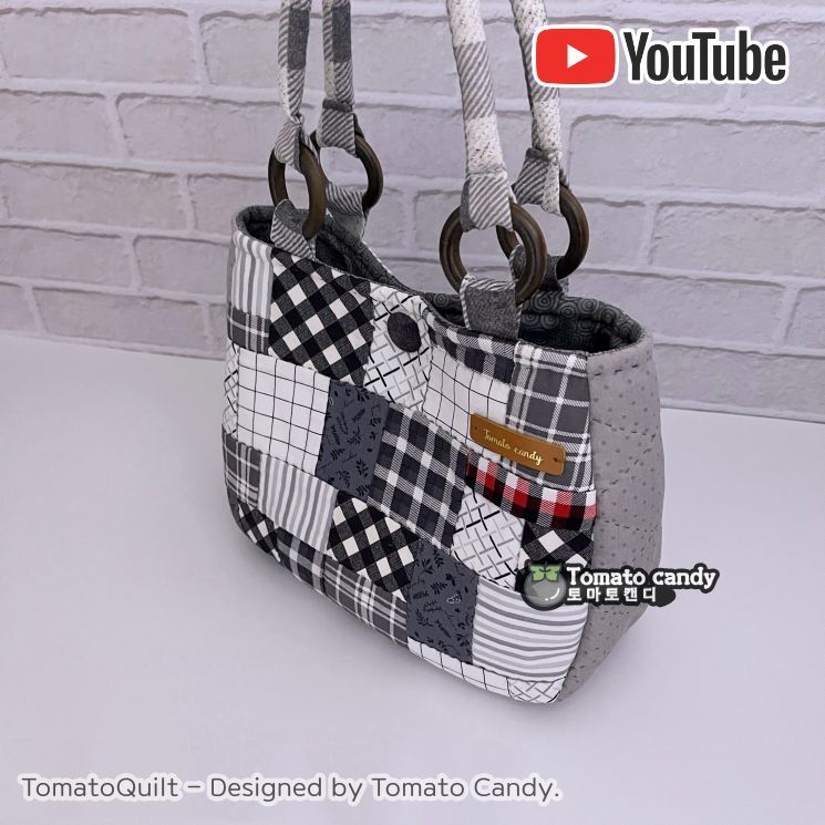 No.167 Patchwork small hand bag, Hand Sewing Pattern Only, YouTube Tutorial, No Written Instructions, Instant Download PDF.