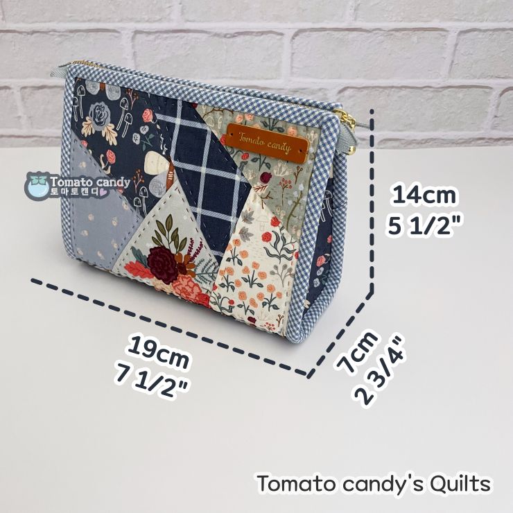 No.251 Crazy Patchwork Square Pouch, Hand Sewing Pattern Only, Video Tutorial, No Written Instructions, Instant Download.