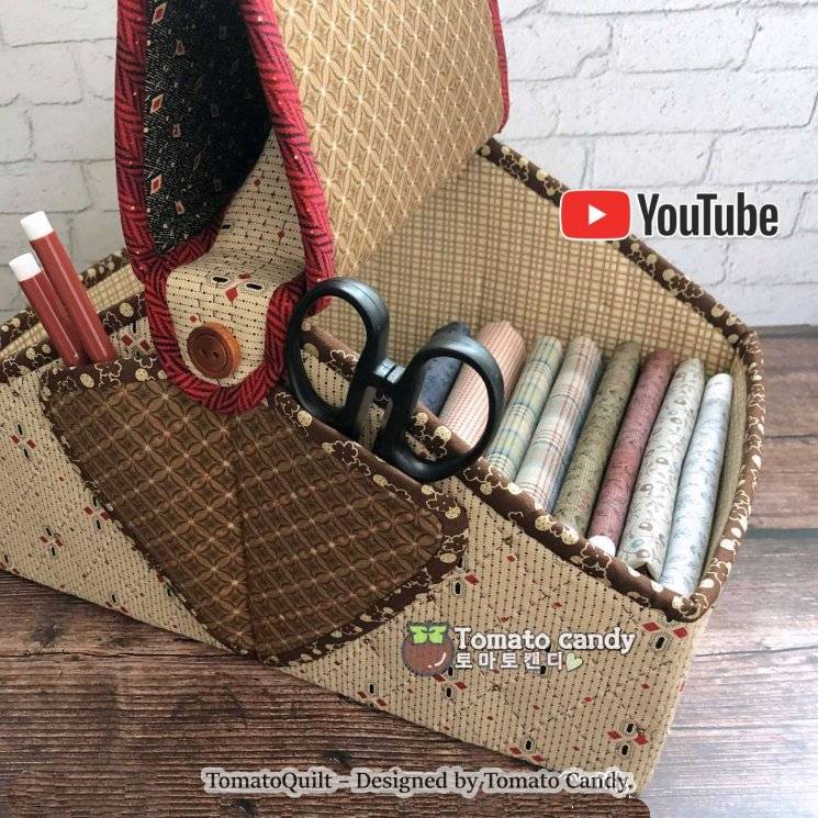 No.082 Sewing basket(Box). Hand Sewing Pattern Only, YouTube Tutorial, No Written Instructions, Instant Download PDF.