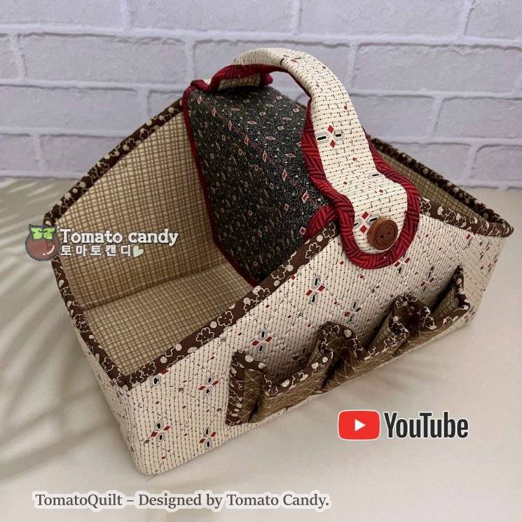 No.082 Sewing basket(Box). Hand Sewing Pattern Only, YouTube Tutorial, No Written Instructions, Instant Download PDF.