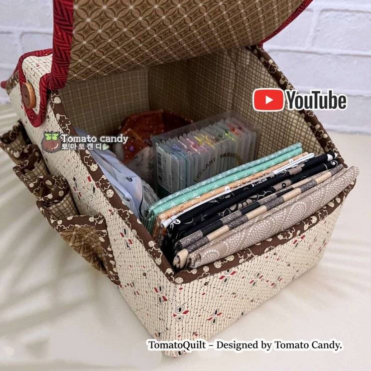 No.082 Sewing basket(Box). Hand Sewing Pattern Only, YouTube Tutorial, No Written Instructions, Instant Download PDF.