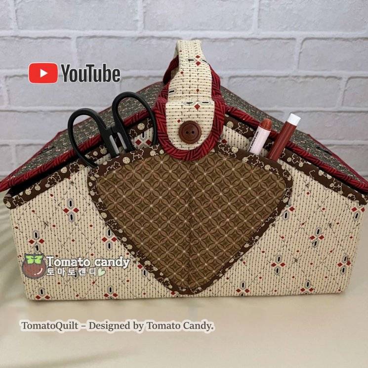 No.082 Sewing basket(Box). Hand Sewing Pattern Only, YouTube Tutorial, No Written Instructions, Instant Download PDF.
