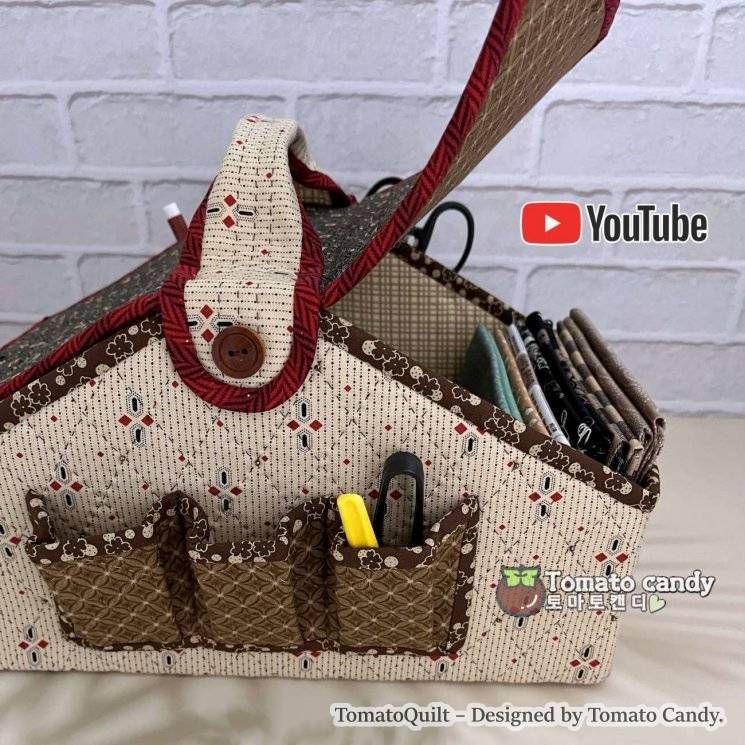 No.082 Sewing basket(Box). Hand Sewing Pattern Only, YouTube Tutorial, No Written Instructions, Instant Download PDF.