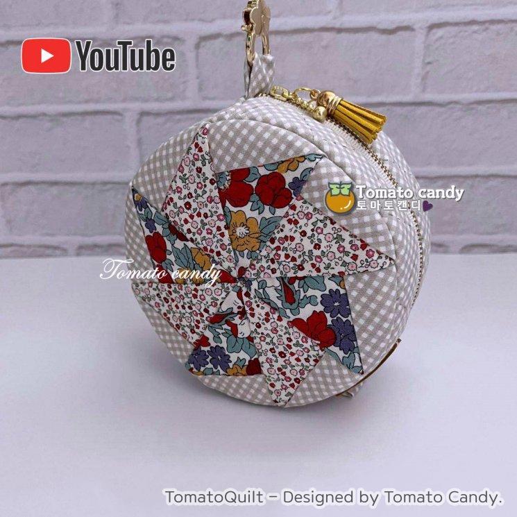 No.180 Patchwork round pouch, Hand Sewing Pattern Only, YouTube Tutorial, No Written Instructions, Instant Download PDF.