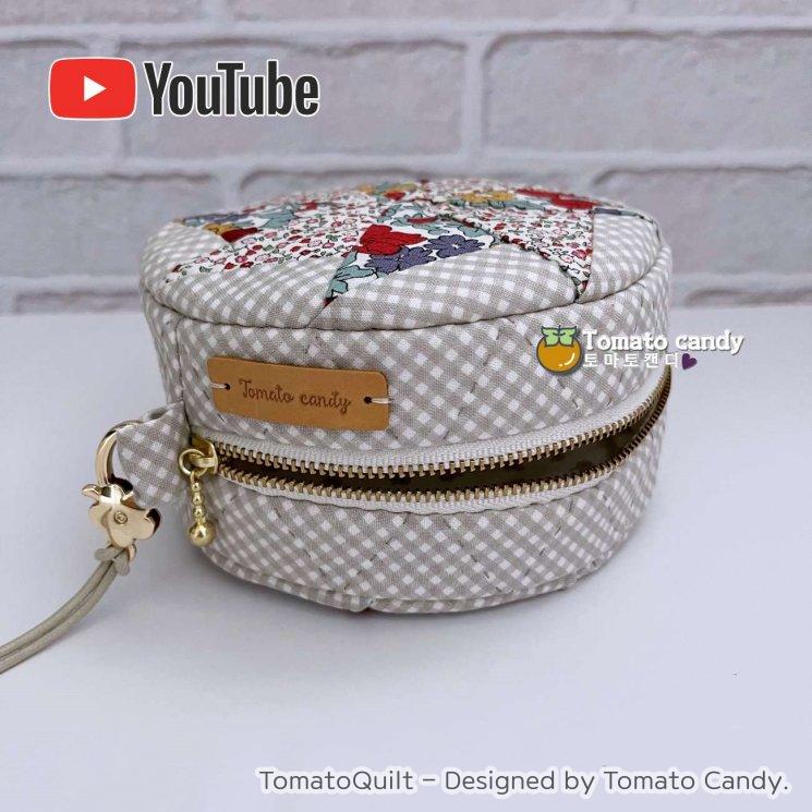 No.180 Patchwork round pouch, Hand Sewing Pattern Only, YouTube Tutorial, No Written Instructions, Instant Download PDF.