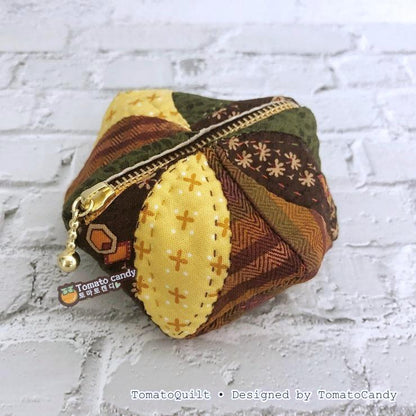 No.050 Biscornu Coin Purse, Mini Zipper Pouch, PDF Hand Sewing Pattern, YouTube Tutorial Only (No Written Instructions)