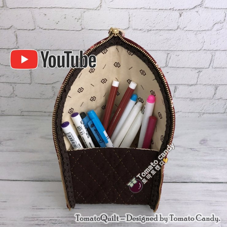 No.066 Stand pencil case pouch. Hand Sewing Pattern Only, YouTube Tutorial, No Written Instructions, Instant Download PDF.