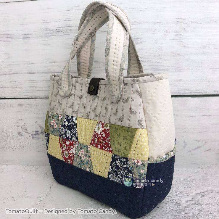 No.073 Tumbler Patchwork Tote Bag pattern. Hand Sewing Pattern Only, YouTube Tutorial, No Written Instructions, Instant Download PDF.