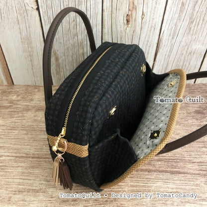 No.098 Small Patchwork Tote Bag PDF Sewing Pattern with Front Pocket – Video Tutorial (No Written Instructions)
