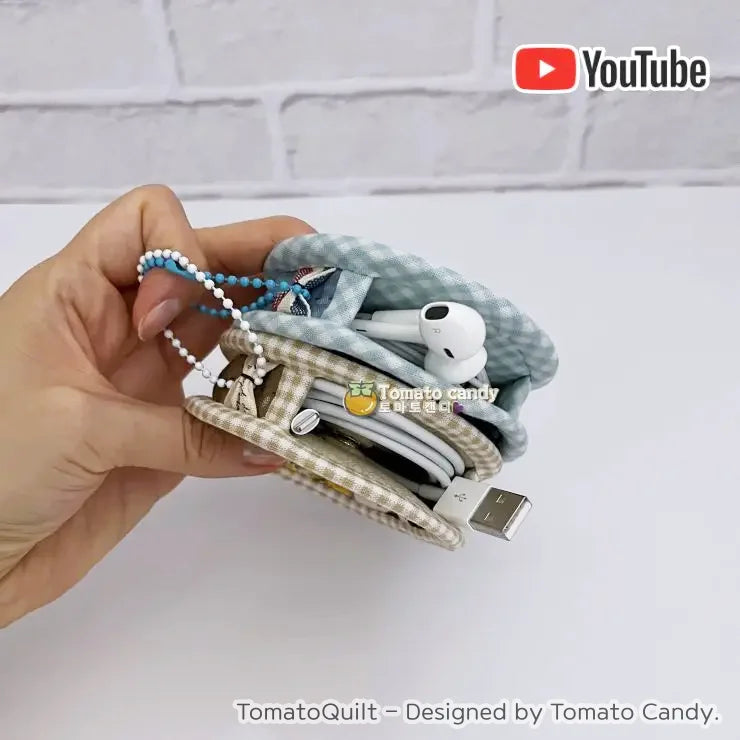 No.193 Earphone / Charging cable holder. Hand Sewing Pattern Only, YouTube Tutorial, No Written Instructions, Instant Download PDF.