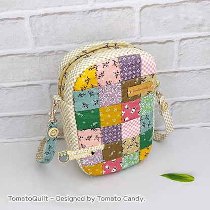 No.191 Patchwork mini bag. Hand Sewing Pattern Only, YouTube Tutorial, No Written Instructions, Instant Download PDF.