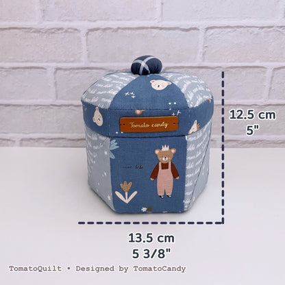 No.267 Patchwork Fabric Box Pattern – 3 Shapes (Round, Square, Hexagon), Hand Sewing, No Written Instructions, YouTube Tutorial, PDF pattern