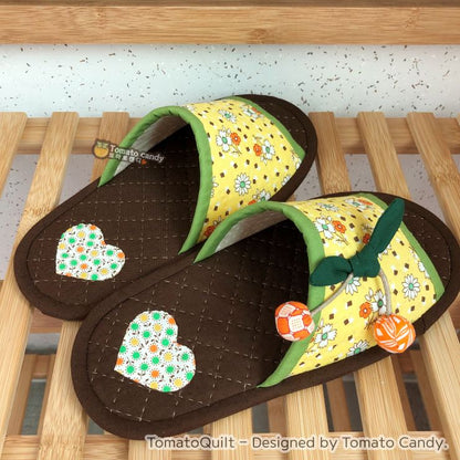 No.030 Cotton women's home slippers. Hand Sewing Pattern Only, YouTube Tutorial, No Written Instructions.