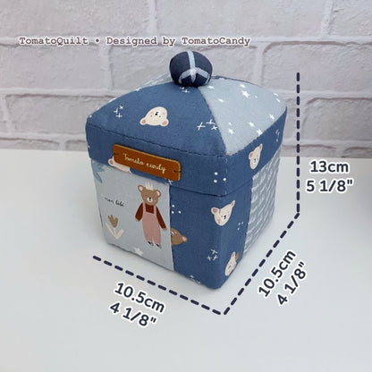 No.267 Patchwork Fabric Box Pattern – 3 Shapes (Round, Square, Hexagon), Hand Sewing, No Written Instructions, YouTube Tutorial, PDF pattern