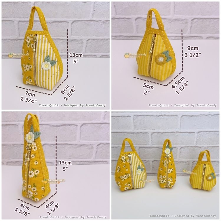 No.271 Water Drop Zipper Pouch – 3 Sizes, PDF Pattern Only, Hand Sewing, YouTube Tutorial, No Written Instructions