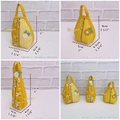 No.271 Water Drop Zipper Pouch – 3 Sizes, PDF Pattern Only, Hand Sewing, YouTube Tutorial, No Written Instructions