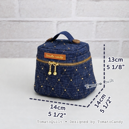 No.277 Diamond Quilted Box Pouch PDF Pattern, 3 Size, Hand Sewing, No Written Instructions, YouTube Tutorial