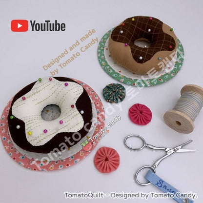 No.165 Doughnut Pin cushion. Hand Sewing Pattern Only, YouTube Tutorial, No Written Instructions, Instant Download PDF.