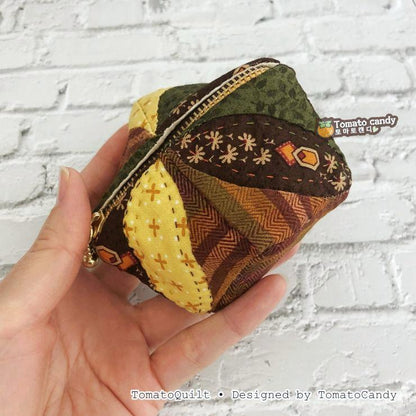 No.050 Biscornu Coin Purse, Mini Zipper Pouch, PDF Hand Sewing Pattern, YouTube Tutorial Only (No Written Instructions)
