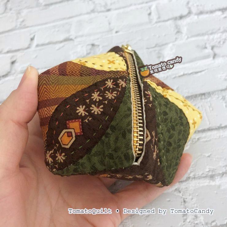 No.050 Biscornu Coin Purse, Mini Zipper Pouch, PDF Hand Sewing Pattern, YouTube Tutorial Only (No Written Instructions)