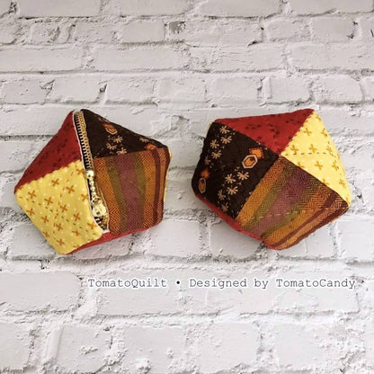 No.050 Biscornu Coin Purse, Mini Zipper Pouch, PDF Hand Sewing Pattern, YouTube Tutorial Only (No Written Instructions)