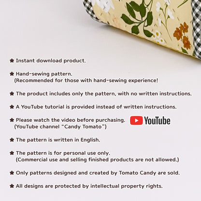 No.262 Triple Pocket Cover Pouch. Two styles included.  Hand Sewing Pattern Only, YouTube, No Written Instructions, Instant Download.