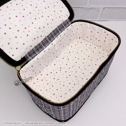 No.108  Cosmetic Pouch with Double Zippers pattern. Hand Sewing Pattern Only, YouTube Tutorial, No Written Instructions.