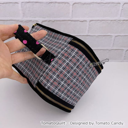 No.108  Cosmetic Pouch with Double Zippers pattern. Hand Sewing Pattern Only, YouTube Tutorial, No Written Instructions.