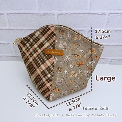 No.289 Quilted Boxy Zipper Pouch PDF Sewing Pattern, 3 Sizes, Hand Sewing, YouTube Tutorial, No Written Instructions
