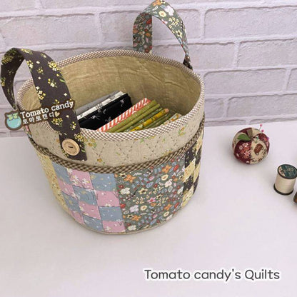 No.239 Pocket Round Fabric Basket. Instant Download PDF. Hand Sewing. Pattern Only, No Written Instructions, , YouTube Tutorial.