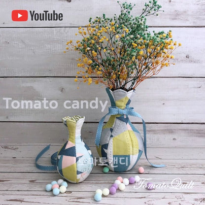 No.099 Fabric vase / Home deco. Hand Sewing Pattern Only, YouTube Tutorial, No Written Instructions, Instant Download PDF.