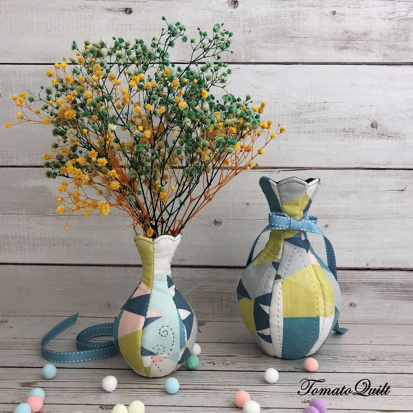 No.099 Fabric vase / Home deco. Hand Sewing Pattern Only, YouTube Tutorial, No Written Instructions, Instant Download PDF.