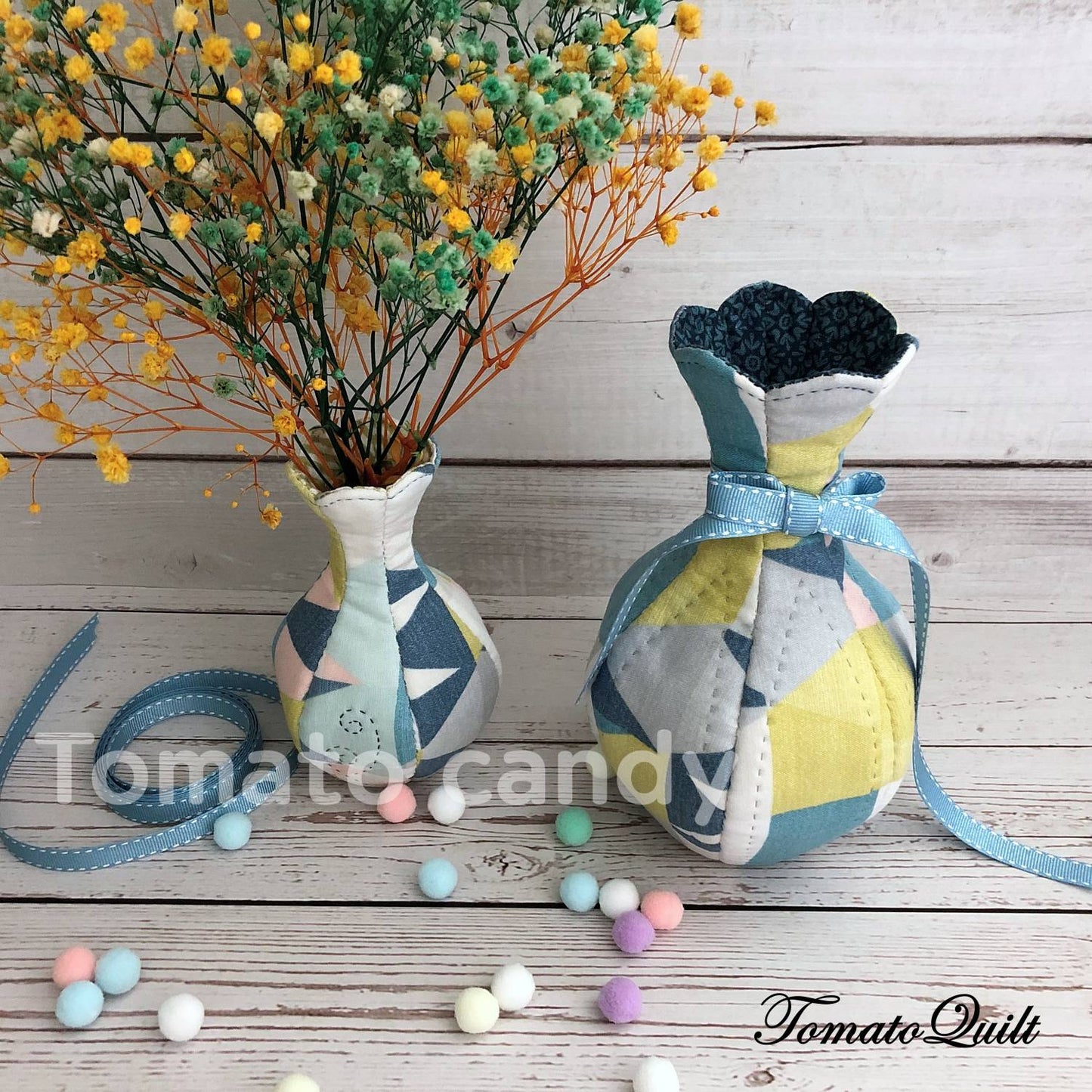 No.099 Fabric vase / Home deco. Hand Sewing Pattern Only, YouTube Tutorial, No Written Instructions, Instant Download PDF.