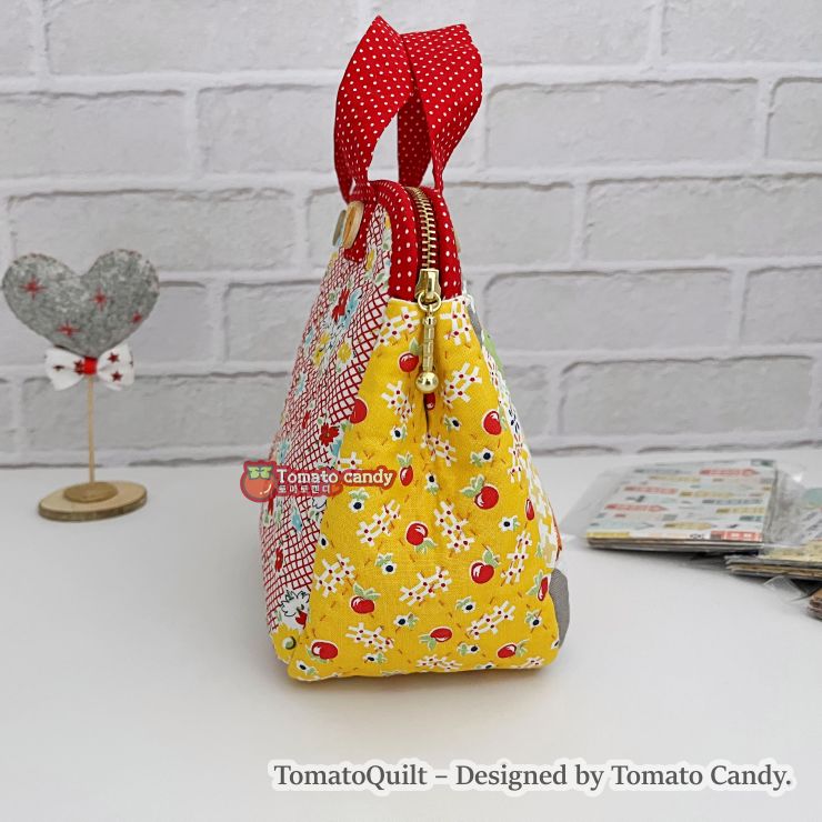No.135 Triangle patchwork square pouch, Hand Sewing Pattern Only, YouTube Tutorial, No Written Instructions, Instant Download PDF.