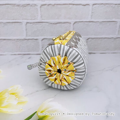 No.137 Curved Applique Barrel Pouch, PDF Pattern Only – Video Tutorial (No Written Instructions), Hand Sewing