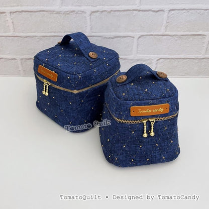 No.277 Diamond Quilted Box Pouch PDF Pattern, 3 Size, Hand Sewing, No Written Instructions, YouTube Tutorial